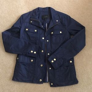 J. Crew Navy Utility Jacket with Gold Buttons
